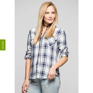 ‎JACH'S GIRLFRIEND PLAID BUTTON BACK SHIRT.